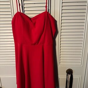 Elegant Red Spaghetti Strap Dress